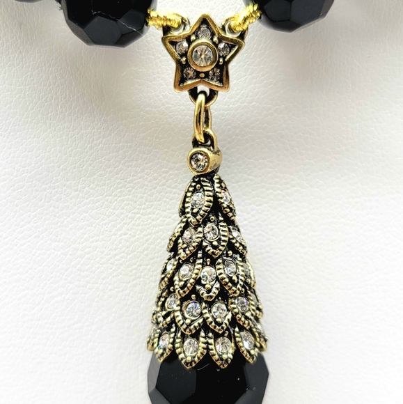 Heidi Daus Jet Black and Diamond Swarovski Crystal Christmas Tree Necklace - Picture 4 of 14